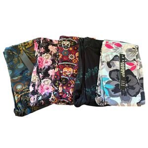 5 Assorted New Leggings Rose Hibiscus Butterfly Day Of Dead OS